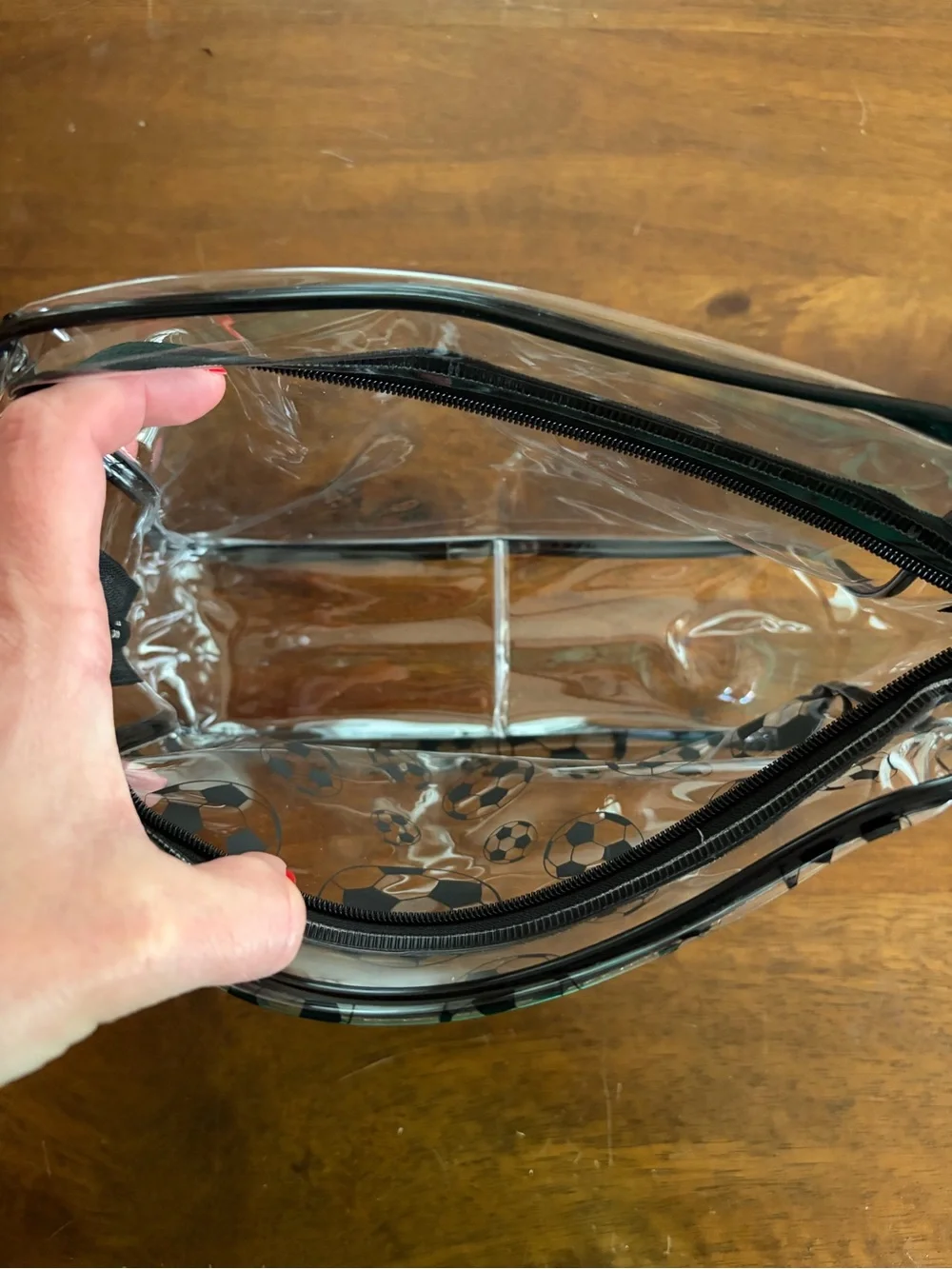 Clear Soccer Print Cosmetic or Pencil Bag